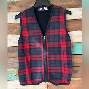 Vintage Tail Vibrant Blue and Red Cotton Zip Up Vest